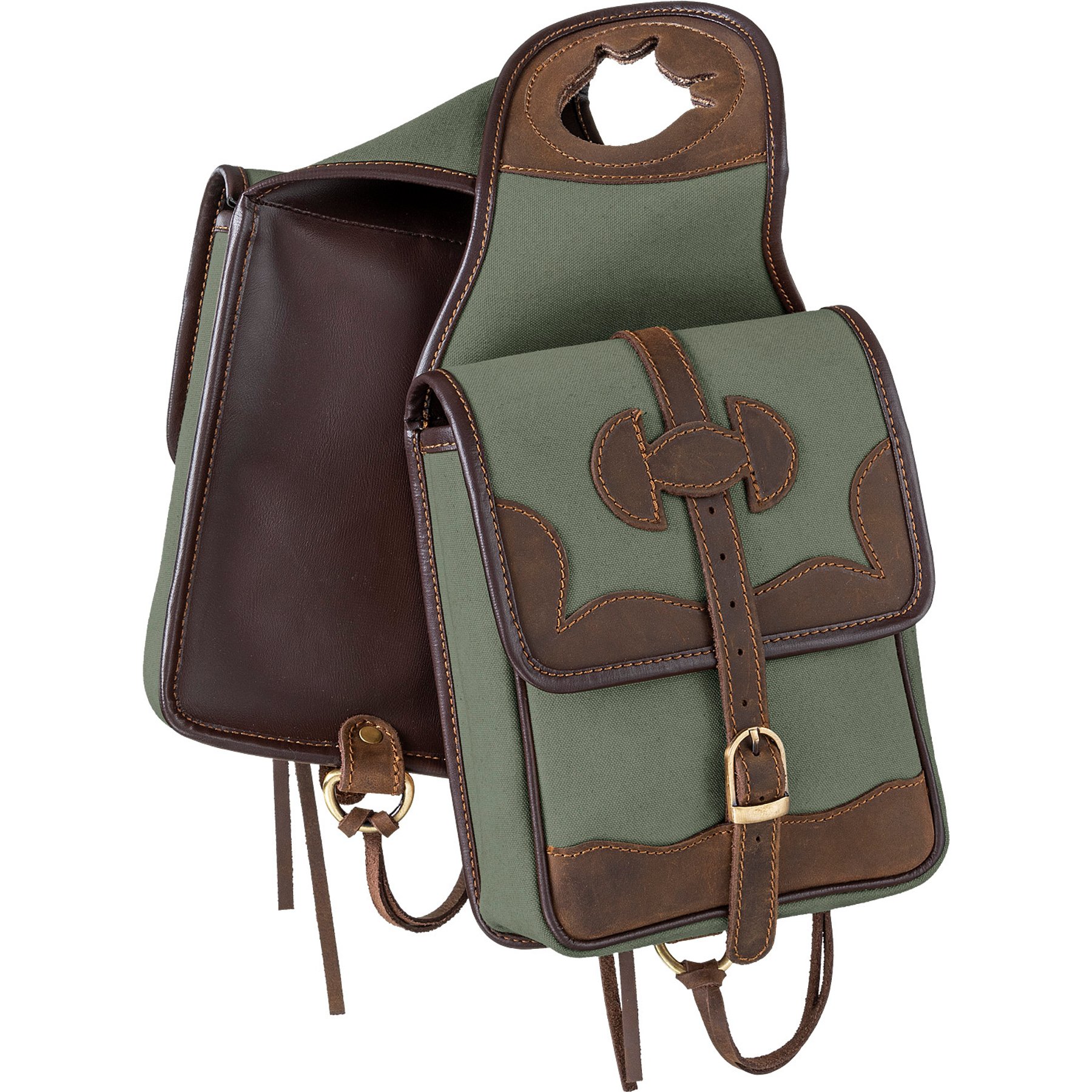 Tough1 Canvas Horse Horn Bag with Leather Accents, Sage