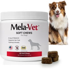 Mela-Vet Melatonin Calming Relaxation & Anxiety Relief Skin & Coat Soft Chew Supplement for Dogs & Cats, 120 count