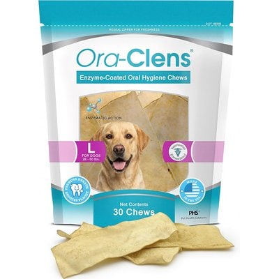 Ora-Clens Ora-Clens Large Enzyme-Coated Tartar & Plaque Control Dental Chews for Dogs, 30 count