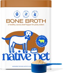 Native Pet Beef Bone Broth Powder, Organic Human Grade Food Topper for Dogs & Cats, 9.5-oz