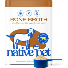 Native Pet Beef Bone Broth Powder, Organic Human Grade Food Topper for Dogs & Cats, 9.5-oz