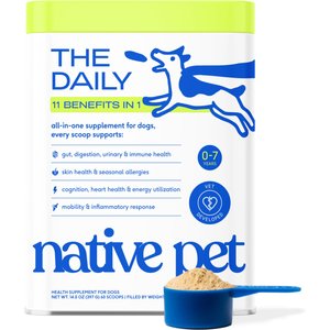 Native Pet Daily Multivitamin Powder Organic 11-in-1 Clean Ingredient Supplement for Dogs, 14-oz