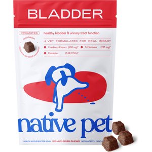 Native Pet Cranberry Bladder Chews Kidney & Urinary Supplement for Dogs, 120 count