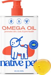 Native Pet Omega-3 Fish Oil & Alaskan Salmon Oil Skin & Coat Health Supplement for Dogs, 16-fl oz bottle