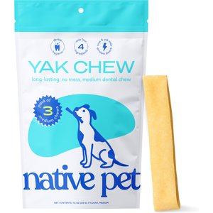Native Pet Yak Dental Chews Himalayan Cheese Medium Dog Treats, 3 count