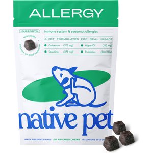 Native Pet Allergy & Immune Air-Dried Organic Chews Probiotic & Colostrum Itchy Skin & Allergy Relief Supplement for Dogs, 60 count