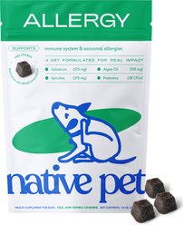 Native Pet Allergy & Immune Air-Dried Organic Chews Probiotic & Colostrum Itchy Skin & Allergy Relief Supplement for Dogs, 120 count