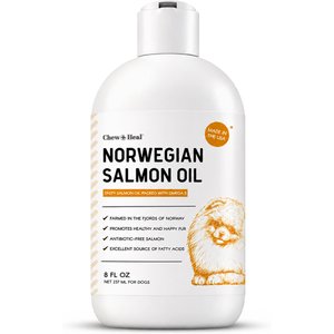 Chew + Heal Norwegian Salmon Oil Skin & Coat Supplement for Dogs & Cats, 8-fl oz bottle