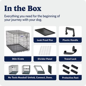 MidWest iCrate Fold & Carry Single Door Collapsible Wire Dog Crate, 36 inch