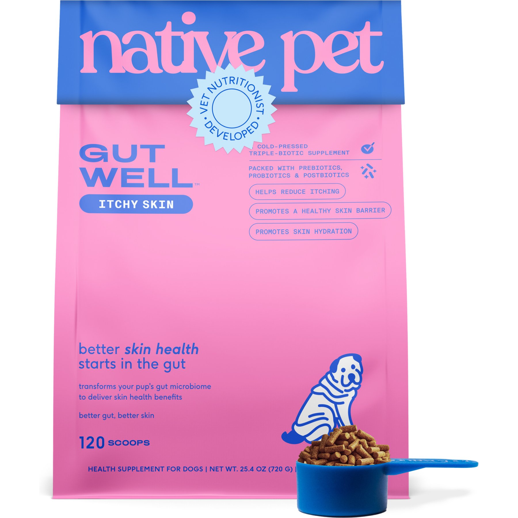 Native Pet Itchy Skin, Allergy Relief & Immune Gutwell Probiotic Supplement for Dogs, 25.4-oz bag