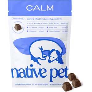 Native Pet Chicken Flavored Air-Dried Chews Calming Supplement for Dogs, 60 count