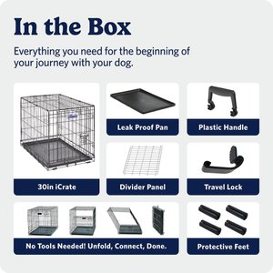 MidWest iCrate Fold & Carry Single Door Collapsible Wire Dog Crate, 30 inch