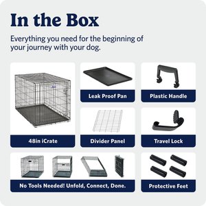 MidWest iCrate Fold & Carry Single Door Collapsible Wire Dog Crate, 48 inch
