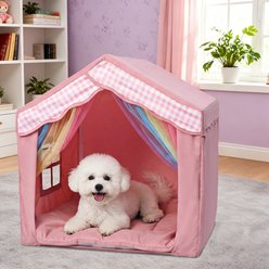 MALOROY Indoor Pet Tent with Sturdy Frame & Window Washable Cave Bed Cover for Dog & Cat, Pink, 26 x 25 x 25-in