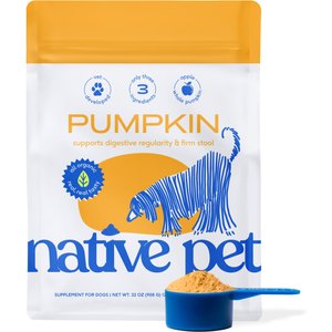 Native Pet Pumpkin Fiber Powder Organic, Human Grade Digestive Supplement for Dogs & Cats, 32-oz
