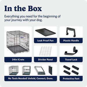 MidWest iCrate Fold & Carry Single Door Collapsible Wire Dog Crate, 24 inch