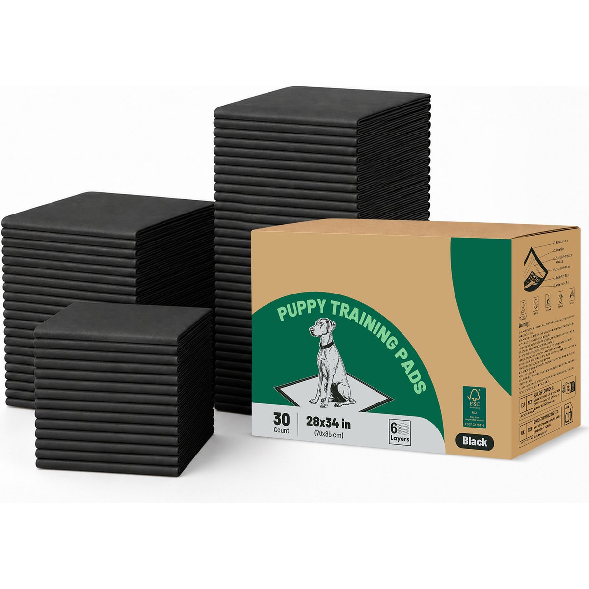 Gardner Pet Thicker Activated Carbon Four Sided Leak Proof Unscented Dog Pee Pads, 28 x 34-in, 30 count