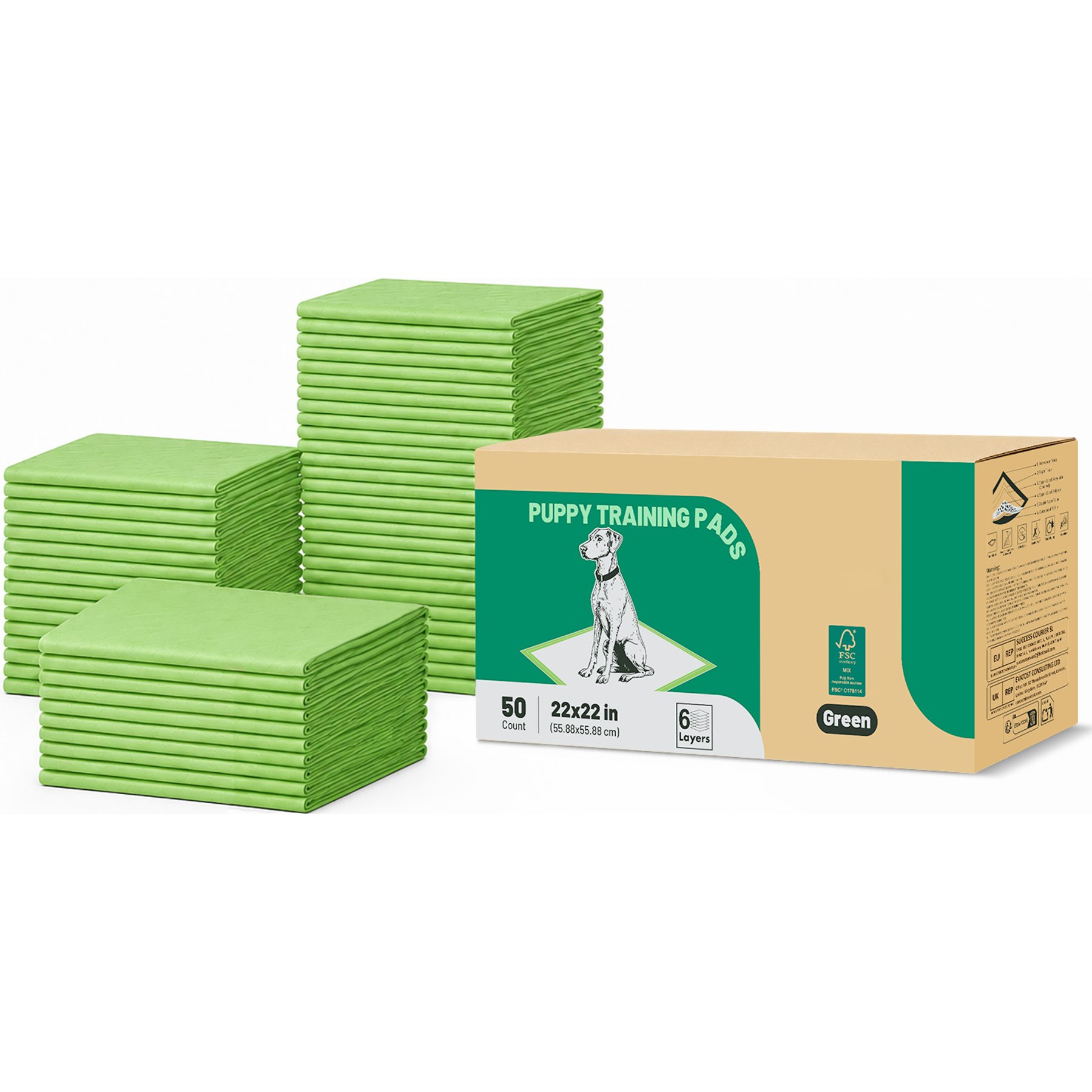 Gardner Pet Thicker Eco Four Sided Leak Proof Unscented Dog Pee Pads, 22 x 22-in, 50 count