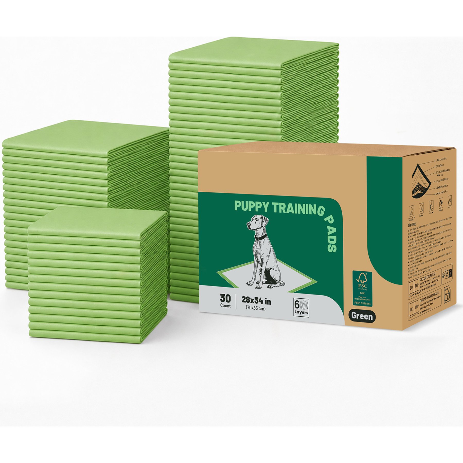 Gardner Pet Thicker Eco Four Sided Leak Proof Unscented Dog Pee Pads, 28 x 34-in, 30 count