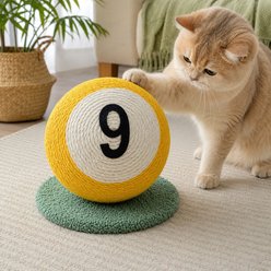 NonoPets Billiard Ball Stylish Sisal Rope Scratching Cat Toy, 8 x 8-in, Yellow