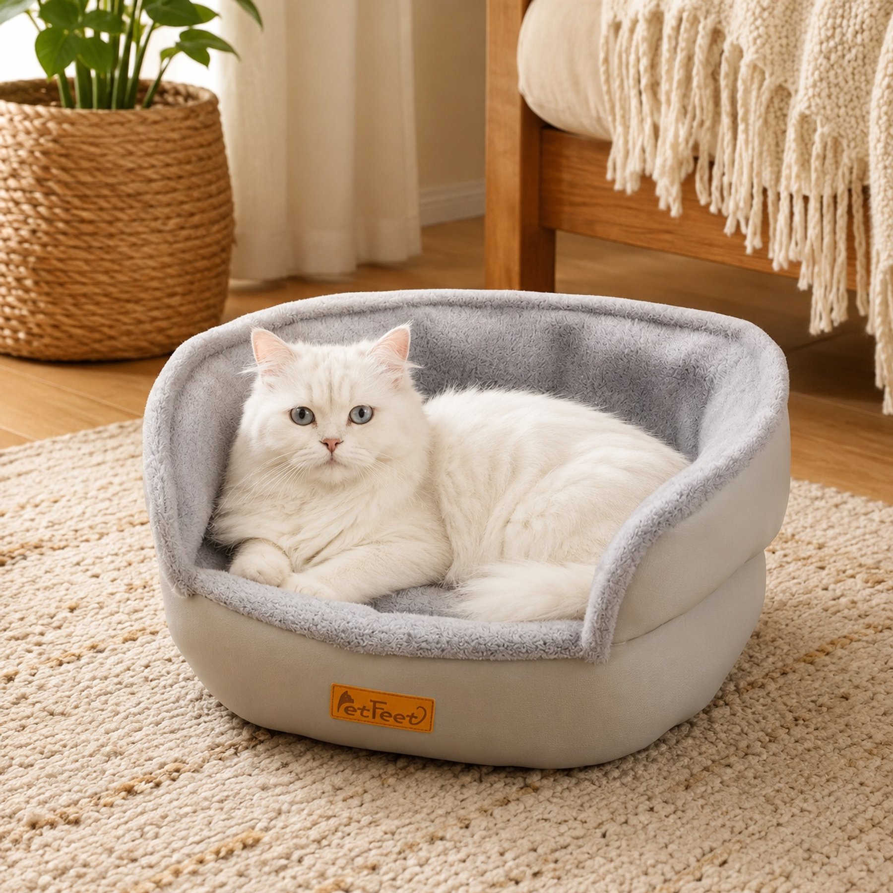 NonoPets Four Seasons Universal Bolster Dog & Cat Sofa Bed, Grey, Medium