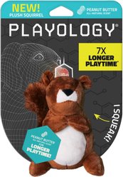 Playology Peanut Butter Scented Squirrel Plush Squeaky Dog Toy