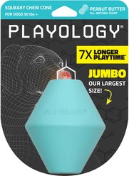 Playology Peanut Butter Scented Squeaky Chew Cone Dog Toy, Jumbo