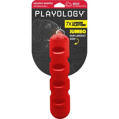Playology Playology Beef Scented Squeaky Bumper Dog Toy, Jumbo