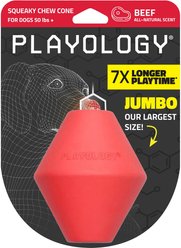 Playology Beef Scented Squeaky Chew Cone Dog Toy, Jumbo