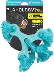 Playology Peanut Butter Scented Young & Active Teething Triangle Dog Toy, Jumbo