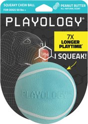 Playology Peanut Butter Scented Squeaky Chew Ball Dog Toy, Jumbo