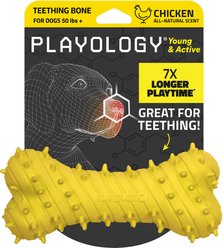 Playology Chicken Scented Young & Active Teething Bone Dog Toy, Jumbo