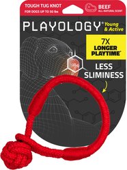 Playology Beef Scented Young & Active Tough Tug Knot Dog Toy, Medium