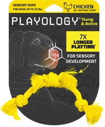 Playology Chicken Scented Young & Active Sensory Rope Dog Toy, Small