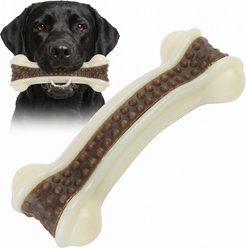 Kseroo Curved Bone Edible Leather & Durable Nylon Dog Chew Toy, Brown/White, Large slide 1 of 7