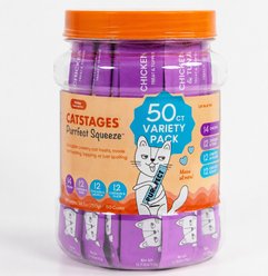 Catstages Purrfect Squeeze Lickable Creamy Purée Treat & Topper with Real Chicken 4 Flavor Variety Pack Wet Cat Treats, 0.5-oz tube, 50 count