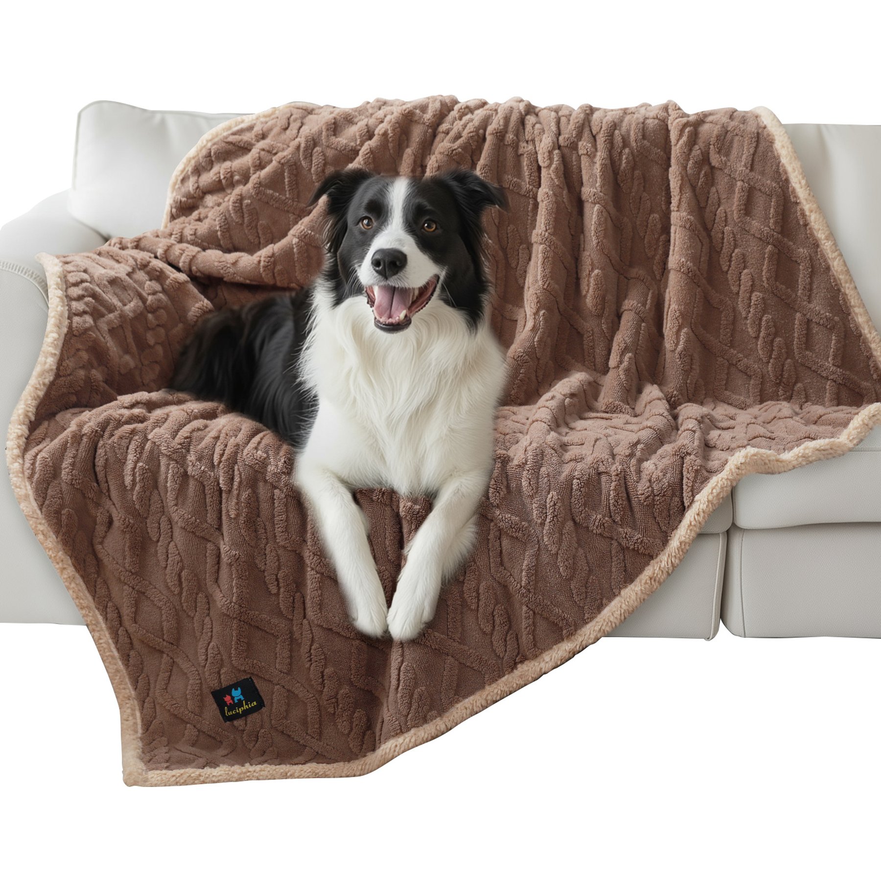Luciphia Waterproof Soft Bed Couch Dog Blanket, Khaki, Large