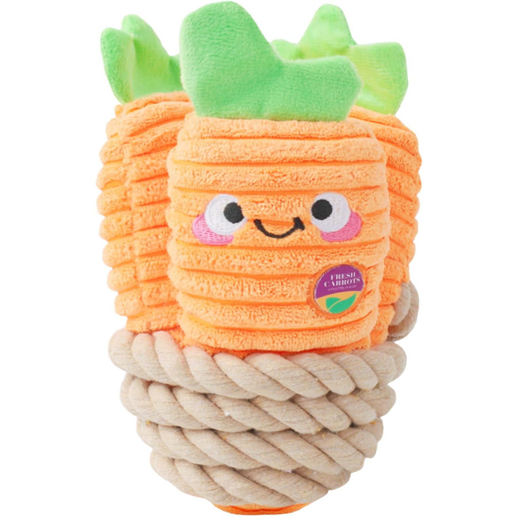 HugSmart Carrot Bunch Plush with Rope Tug Dog Toy, Medium/Large