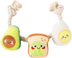 HugSmart Toast & Egg Plush with Rope Tug Dog Toy, Medium