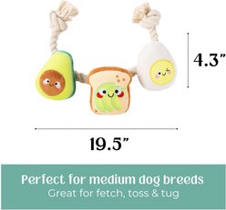 HugSmart Toast & Egg Plush with Rope Tug Dog Toy, Medium slide 2 of 5