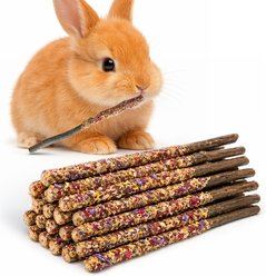 SunGrow Enrichment Apple Wood Sticks with Petals Rabbit & Guinea Pig Chew Treats, 18 count