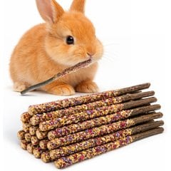SunGrow Enrichment Apple Wood Sticks with Petals Rabbit & Guinea Pig Chew Treats, 18 count