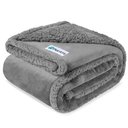PetAmi Waterproof Dog Blanket, Light Grey Sherpa, 60 x 40-in