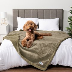 PetAmi Waterproof Dog Blanket, Taupe & Taupe Sherpa, 90 x 90-in