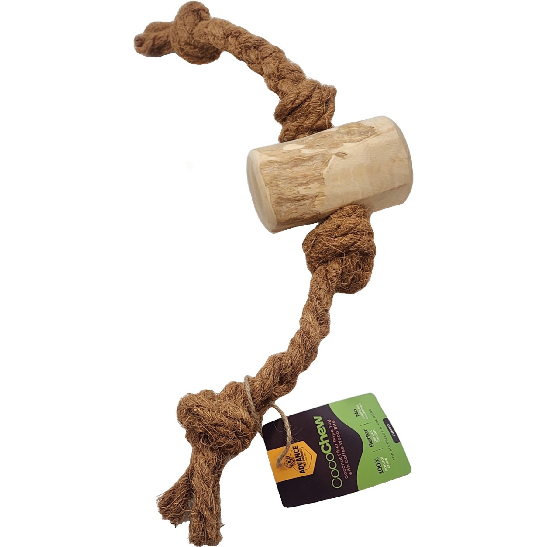Advance Pet Product Cocochew Coconut Fiber Rope Coffee Wood Dental Bite Dog Toy, Jumbo
