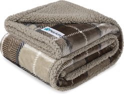 PetAmi Waterproof Dog Blanket, Plaid Taupe, Medium