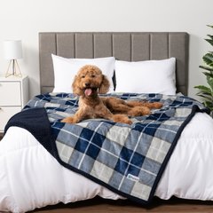 PetAmi Waterproof Dog Blanket, Plaid Navy, Large