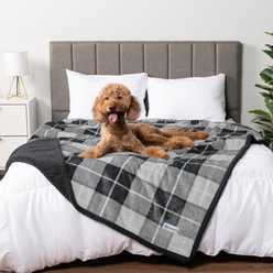 PetAmi Waterproof Dog Blanket, Plaid Charcoal Grey, Large