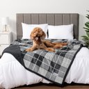 PetAmi Waterproof Dog Blanket, Plaid Charcoal Grey, Large