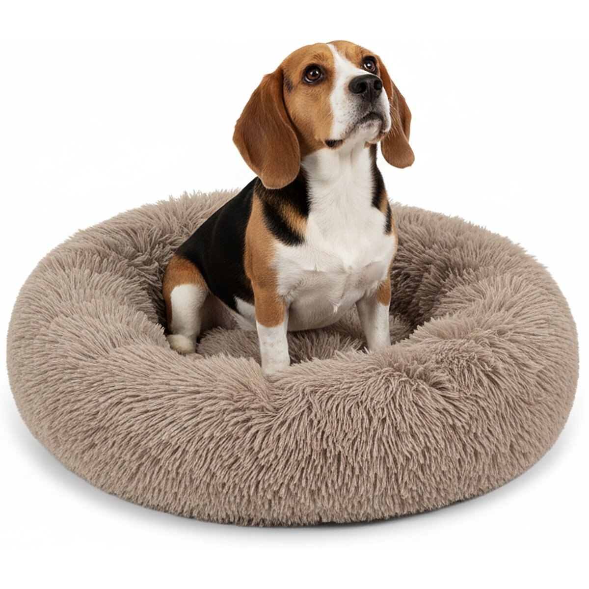 PetAmi Donut Cat & Dog Bed, Taupe, Medium